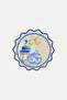منديل كوكتيل مطرز بحواف منقوشة باللون الأزرق بتصميم حديقة القرميد لشهر رمضان، قطعة واحدة