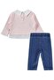 Luxury Textile Heart Embroidered 2-Piece Jeans Set for 6-18 Months - Pink - 2