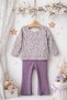 New Season Cotton Seasonal Lycra Straight-Leg Purple Floral Girls' Set - 5