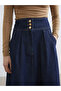 Navy Blue High Waist Denim Skirt - 3