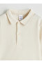 Beige Polo Collar Baby Boy T-Shirt and Pants - 4