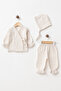 Baby Newborn 100% Cotton 3-Piece Double Layer Muslin Hospital Release Bodysuit Set Rfy0025