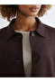 Brown Shirt Collar Oversize Suede Look Women's Jacket - 6