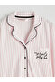 Ecru Shirt Collar Embroidered Women's Pajama Set - 3