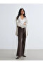 Brown Elastic Waist Spanish Leg Women's Trousers - 6