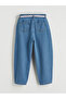 Blue balloon fit floral girl's jean pants - 4