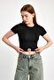 Front Ring Crop Blouse – Stretchy Fit, Metal Accessory Detail - 8