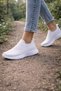 Women's White Sneakers | Lightweight, Breathable Knit Fabric Shoes – Daily Sports & Walking Shoes - 3