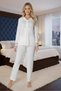Women's Ecru Long Sleeve Buttoned Lace Detailed Design Maternity Pajama Set - 8