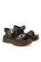 , Women's Genuine Leather Wedge Heel Sandals 161992Z2400 Brown - 2