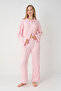 Luna Rib Knit Pink Long Sleeve Shirt Collar Women's Pajama Set - 2