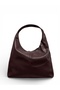 Women's Burgundy Oversize Zippered Wide Cut Large Shoulder Bag New York - 2