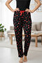 Women's Thin Tencel Velvet Pipe Leg Comfortable Cut Plaid Pajama Bottoms - 2