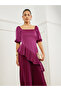 Burgundy Balloon Sleeves Pleated Maxi Dress - 2