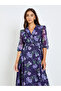 Purple Floral Print Belted Maxi Dress - 3