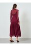Women Red Long Sleeve A-Line Maxi Dress - 6