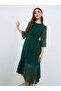 Green A-Line Midi Dress with Ruffle Detail