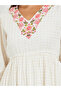 Women Cream Floral Embroidered A-Line Maxi Dress - 4