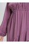 Women Purple Balloon Sleeve Ruffled Detail Maxi Dress - 4