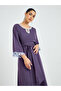 Purple Embellished Tassel Trim A-Line Jalabiya - 2