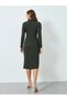 Women Olive Ribbed Bodycon Midi Dress - 5