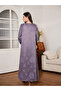 Floral Print Purple Abaya with Front Tie Detail - 3