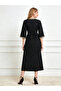 Black Belted A-Line Jalabiya with Gold Trim - 3