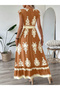 Women Orange Graphic Print Elastic Waist Maxi Dress - 2