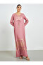 Pink Foil Print A-Line Jalabiya - 3