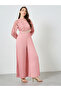 Pink Lace Pleated Wide Leg Jumpsuit - 3