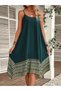 Women Green Printed Hem Strappy Knee-Length Dress - 4