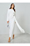 WhiteRuffled Detail Long Sleeve Maxi Dress