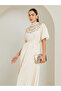 Cream Embellished Pleated A-Line Maxi Dress - 2