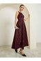 Red Floral Sleeveless Pleated Maxi Dress