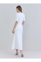 Women White Sheath Maxi Dress with Bow Detail - 4