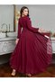 Women Burgundy Golden Trim Patch Detail Jalabiya - 4