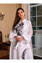 Women White Embroidered Organza Jalabiya - 3