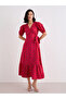 Women Red Floral Print Wrap Midi Dress - 2