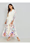 White Floral Print Shirt Maxi Dress