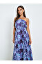 Women Blue Printed Sleeveless A-Line Maxi Dress - 2