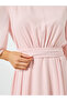 Pink Angel Sleeve Belted A-Line Maxi Dress - 4