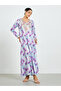 Purple Floral Print Embroidered Jalabiya - 3