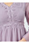 Women Lilac Lace Trim Chiffon Maxi Dress - 5