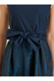 Navy Blue Floral Sleeveless Maxi Dress with Bow Detail - 3