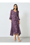 Purple Ruffle Detail Long Sleeves Maxi Dress - 3