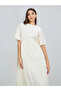 Women Cream Bell Sleeve tiered Maxi Dress - 2