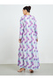 Purple Floral Print Embroidered Jalabiya - 5