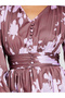 Women Floral Satin Print Long Sleeves Tiered Maxi Dress - 4