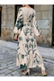 Green Floral Print Ruffled Hem A-Line Maxi Dress - 2