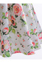 Girls Floral Print Puff Sleeve Pleated Dress - 5